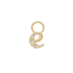 Three Stories Jewelry: SINGLE 'E' Initial Charm, 14k yellow gold & diamonds