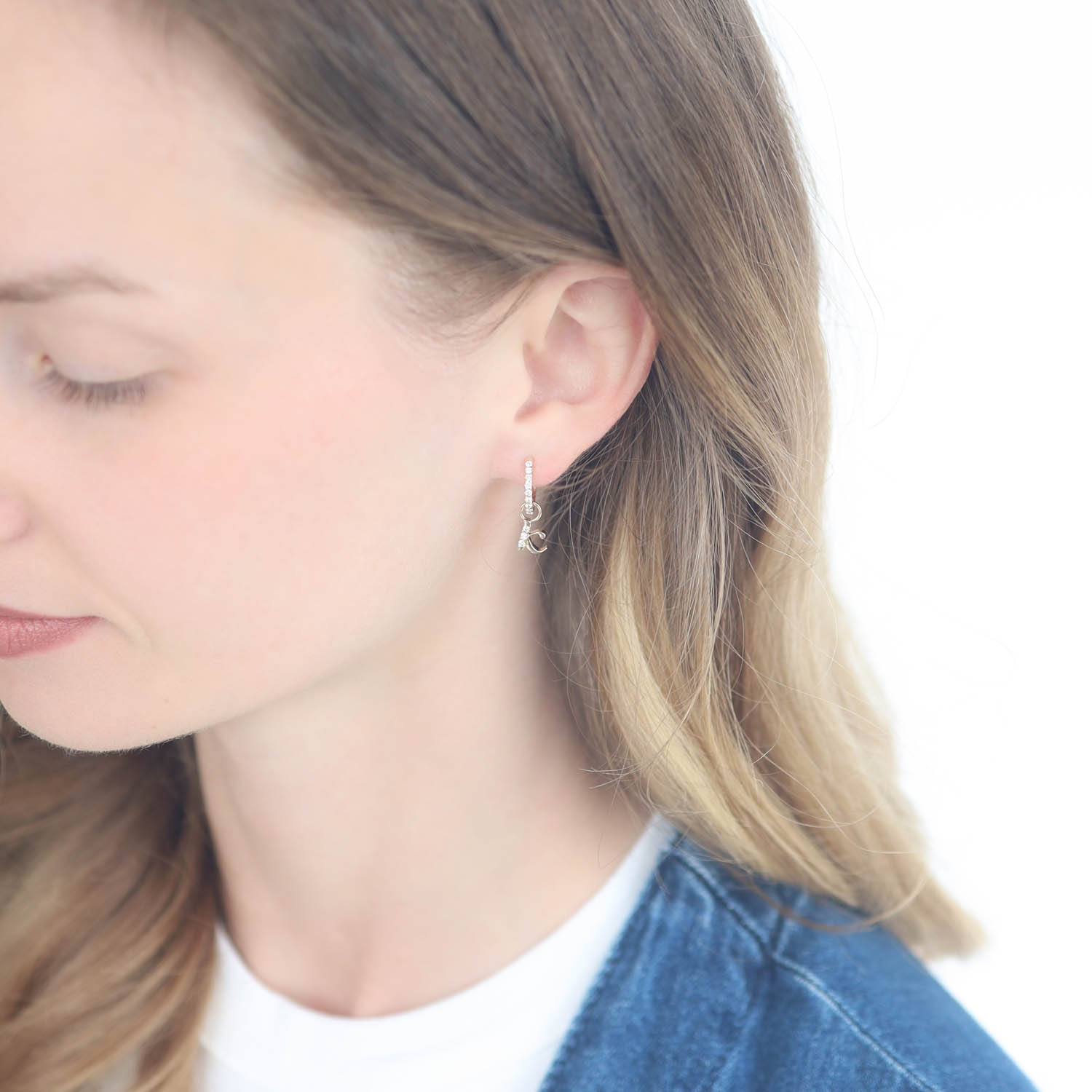 Three Stories Jewelry: SINGLE 'K' Initial Charm, 14k yellow gold & diamonds