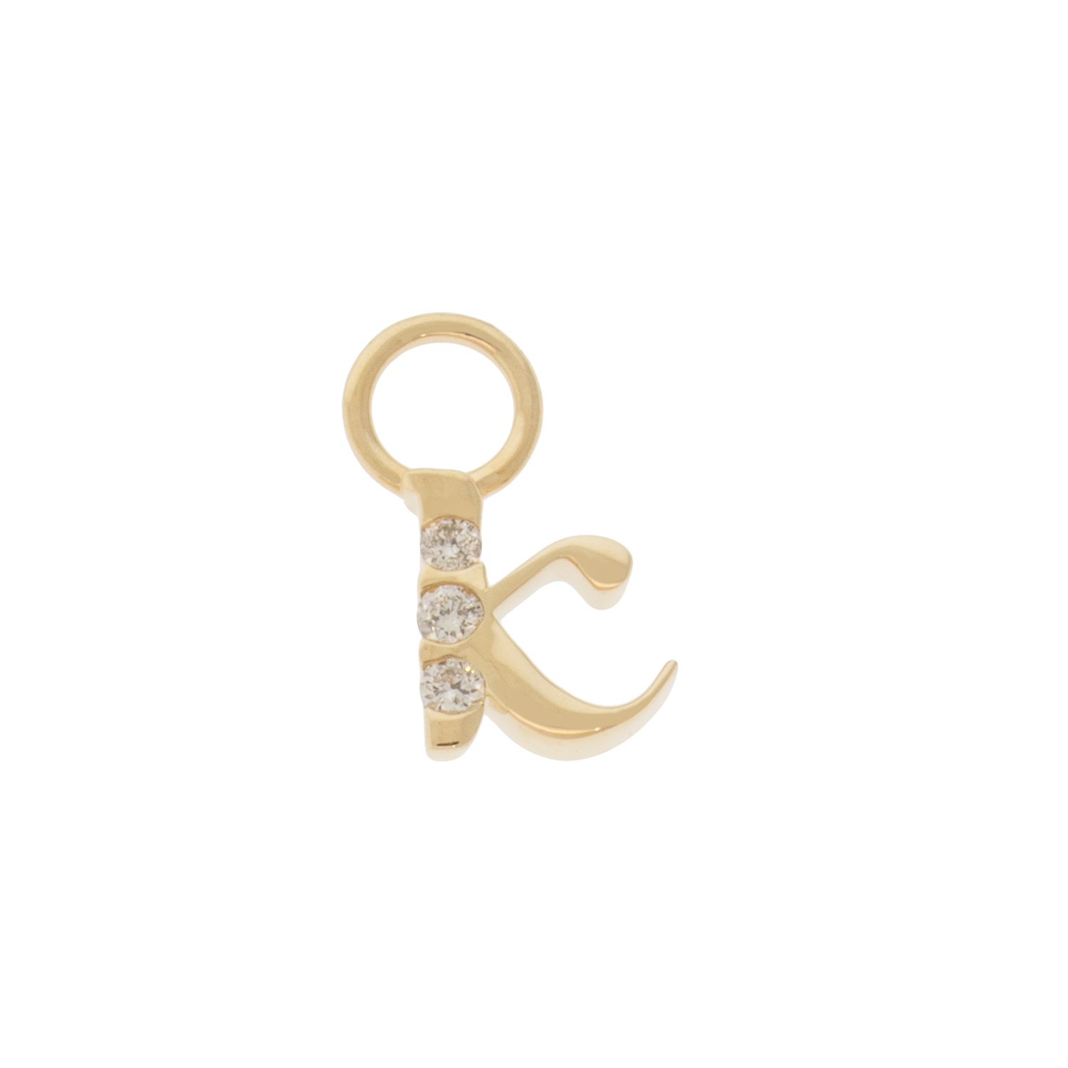 Three Stories Jewelry: SINGLE 'K' Initial Charm, 14k yellow gold & diamonds