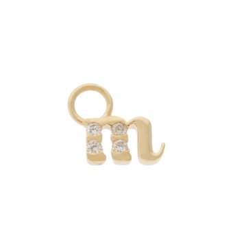 Three Stories Jewelry: SINGLE 'M' Initial Charm, 14k yellow gold & diamonds