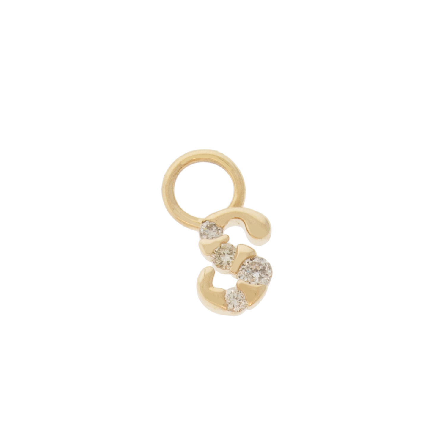 Three Stories Jewelry: SINGLE 'S' Initial Charm, 14k yellow gold & diamonds