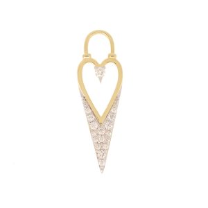 Three Stories Jewelry: SINGLE  Open Heart Pave Diamond Charm, 14k YG