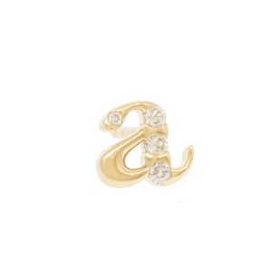 Three Stories Jewelry: SINGLE 'A' Initial Stud, 14k yellow gold & diamonds