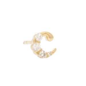 Three Stories Jewelry: SINGLE 'C' Initial Stud, 14k yellow gold & diamonds