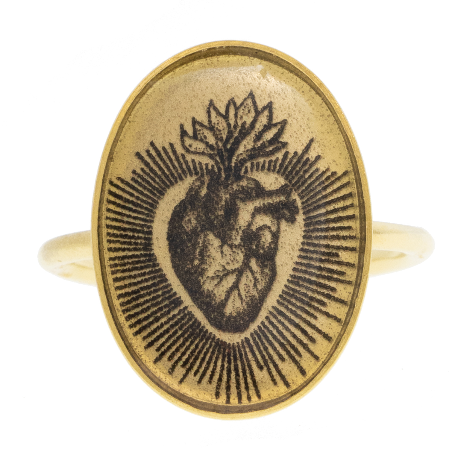 Anzu: Basic Ring- Gold vermeil, Oval Setting, Heart Motif