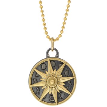 Lulu Designs: Lunar Compass, Gold Fill + Oxidized Silver Pendant w/ GF chain