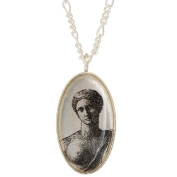 Anzu: Figaro Necklace, Sterling Silver- Oval setting: Aphrodite Motif