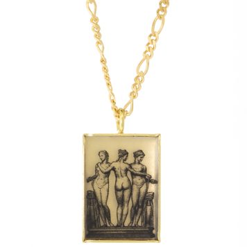 Anzu: Figaro Necklace, Gold Vermeil- Rectangle setting: Three Graces Motif