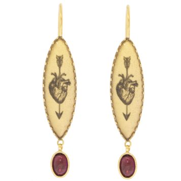Anzu:Bleeding Lover Drop Earrings-GV-Almandine
