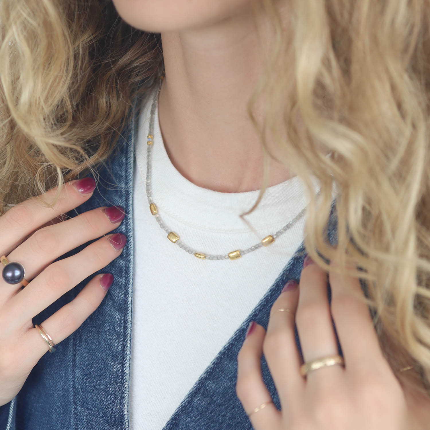 Lulu: Lhasa Necklace, Labradorite 16.25-18.25