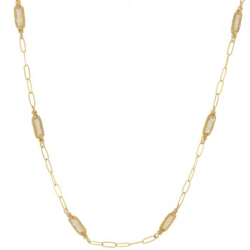 Dana Kellin: Necklace Gold Fill,small SEED pearl mini paperclip