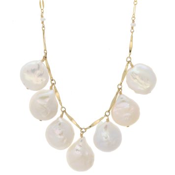 Dana Kellin: Necklace, Seven Pearls, CLUSTER IN MIDDLE Gold Fill