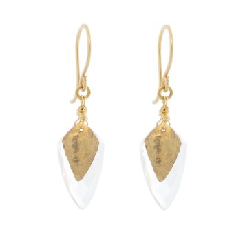 Dana Kellin:Earrings,Crytsal quartz teardrop dangle with gold detail