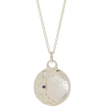 Lulu: Ayla Necklace  "soul reflection" Antique Sterling Silver w/ Blue Sapphire