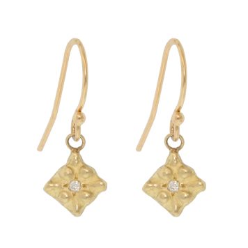 Robin Haley: Earrings, Heart of the Cross on french wire, 14kyg, tcw .02