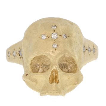 Robin Haley:Skull ring,11 diamonds 0.11ct,sz 7