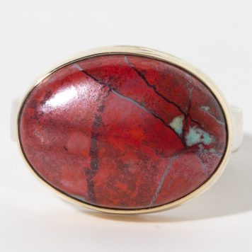 Jamie Joseph:  Sterling & 14K Gold Ring w/ Oval Smooth CUPRITE on Comfort Y Band