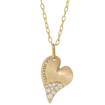 Erica Molinari: 14k/Dia Small Tilted Heart w/ Pave Bottom - My Life