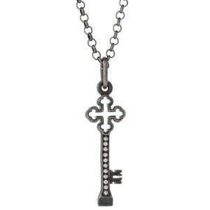 Erica Molinari:SS / DIA key ornate open quatrefoil cut out charm - .09cts one side