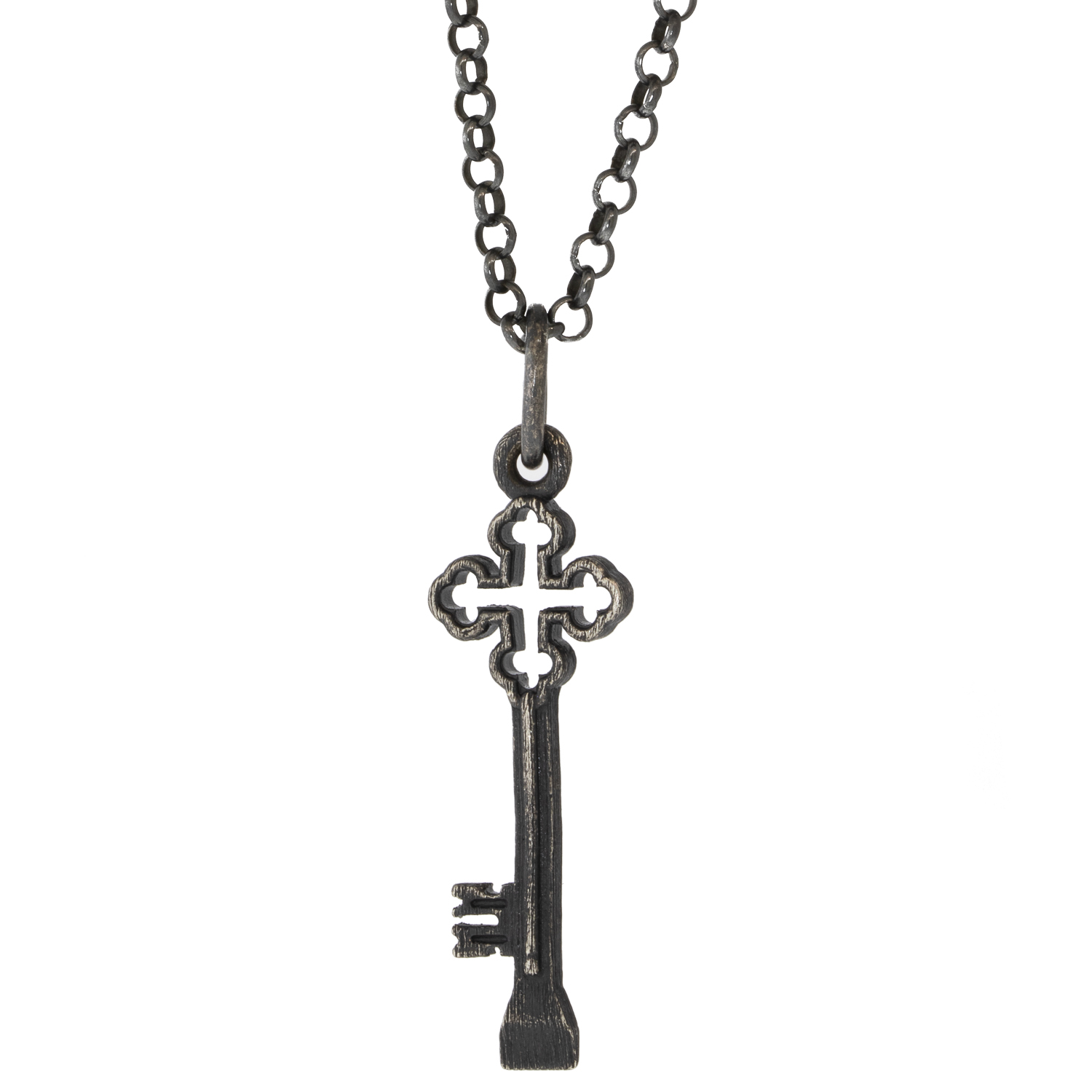 Erica Molinari:SS / DIA key ornate open quatrefoil cut out charm - .09cts one side