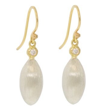 Yasuko Azuma: Earrings, SS "Kinomi" w/ 0.07ct diamonds & 18k wire