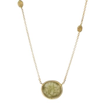 Victoria Cunningham: Necklace, Rose Cut Slice Diamond 1.30TCW, 14K Yellow Gold.