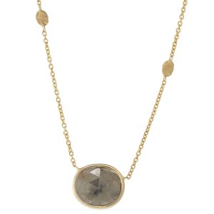 Victoria Cunningham: Necklace, Rose Cut Slice Diamond 1.75TCW, 14K Yellow Gold.