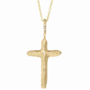 Robin Haley: Necklace,14K yg,The 'Jake' Cross 16/18 chain,0.015tcw