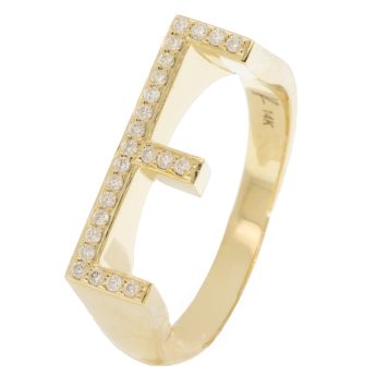 Helena Rose: Pave Initial 14k Ring - E