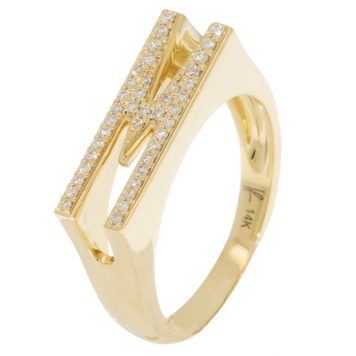Helena Rose: Pave Initial 14k Ring - M