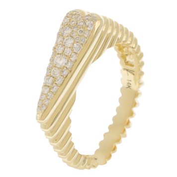 Helena Rose: One Small Step Fluted Pave Heart Ring, 14k