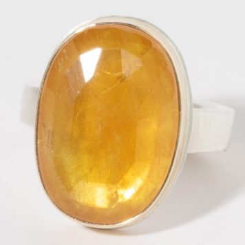 Jamie Joseph: Sterling & 14K Gold Ring w/ Vertical Faceted YELLOW SAPPHIRE on Comfort Y Band Special Order 7.25