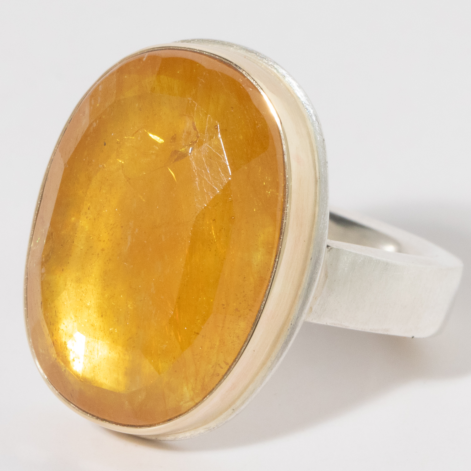 Jamie Joseph: Sterling & 14K Gold Ring w/ Vertical Faceted YELLOW SAPPHIRE on Comfort Y Band Special Order 7.25