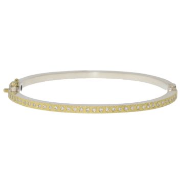 Rene Escobar Trunk Show: 14 2.5MM BANGLE WITH GOLD FRONT AND SILVER BACK SET WITH 0.70CT IN WHITE DIAMONDS ALL THE WAY AROUND