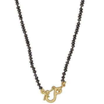 Rene Escobar Trunk Show: 18" 16CT BLACK DIAMOND BEADS NECKLACE WITH GOLD SAFETY CLASP