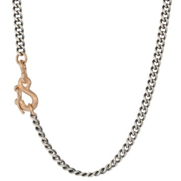 SILVER CURB LINK CHAIN WITH ROSE GOLD SAFETY CLASP 18