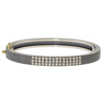 Rene Escobar Trunk Show: 24 6MM SILVER BANGLE SET WITH 0.45CT IN WHITE DIAMONDS.