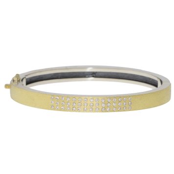 Rene Escobar Trunk Show: 25 6MM BANGLE WITH GOLD FRONT AND SILVER BACK SET WITH 0.45CT IN WHITE DIAMONDS.