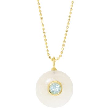 Robindira Unsworth: Fashion Necklace, 14k vermeil, Round Moonstone w/ Blue Topaz, 18"