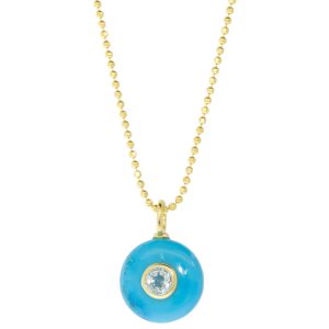 Robindira Unsworth: Fashion Necklace, 14k Vermeil, Round Howlite w/ Blue Topaz, 18"