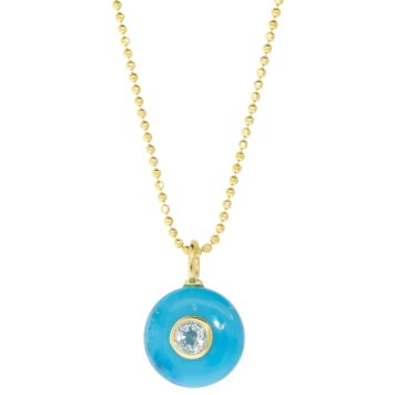 Robindira Unsworth: Fashion Necklace, 14k Vermeil, Round Howlite w/ Blue Topaz, 18"
