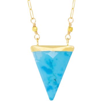 Robindira Unsworth: Fashion Necklace, 14k Vermeil, Howlite Triangle, 18"
