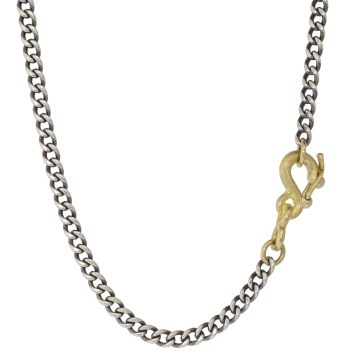 Rene Escobar Trunk Show: SILVER CURB LINK CHAIN WITH GOLD SAFETY CLASP 32