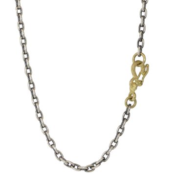 SILVER LUCIA CHAIN WITH GOLD SAFETY CLASP 32