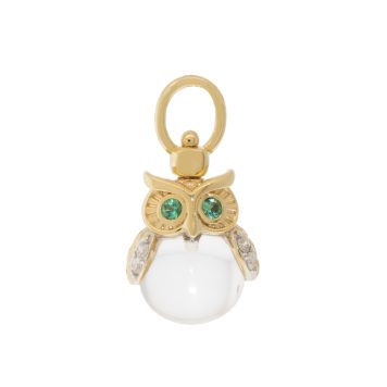Three Stories Jewelry: Eyes of the Night Owl Amulet Charm w/ Rock Crystal