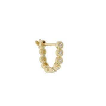 Three Stories Jewelry: Small Queen Bee Diamond Huggie Hoop, 14k YG
