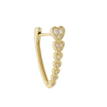 Three Stories Jewelry: Large Graduated Diamond Heart Hoop, 14k YG, 0.12 TCW GSI