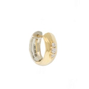 Three Stories Jewelry: Mixed Metal Sparkling Sea Double Sided Chubby Hoop, 14k YG, 0.14 TCW GSI