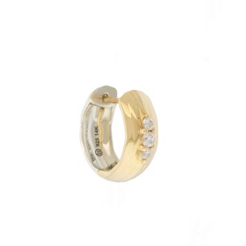 Three Stories Jewelry: Mixed Metal Sparkling Sea Double Sided Chubby Hoop, 14k YG, 0.14 TCW GSI