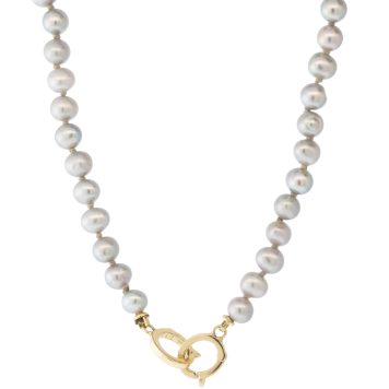 Three Stories Jewelry: Open Ended Gray Pearl Necklace, 14k YG, 16"